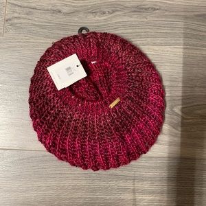 Raspberry Beret! Calvin Klein raspberry colored with sequins . Very 80’s!